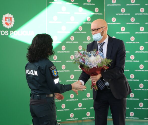 Pasveikinta naujoji Telšių rajono policijos komisariato viršininkė Aurelija Kontrimienė