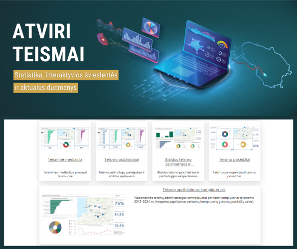 Pristatytos 7 naujos projekto „ATVIRI TEISMAI" švieslentės, jos atvers dar daugiau duomenų apie teismų veiklą